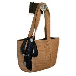Draper James straw tote with scarf